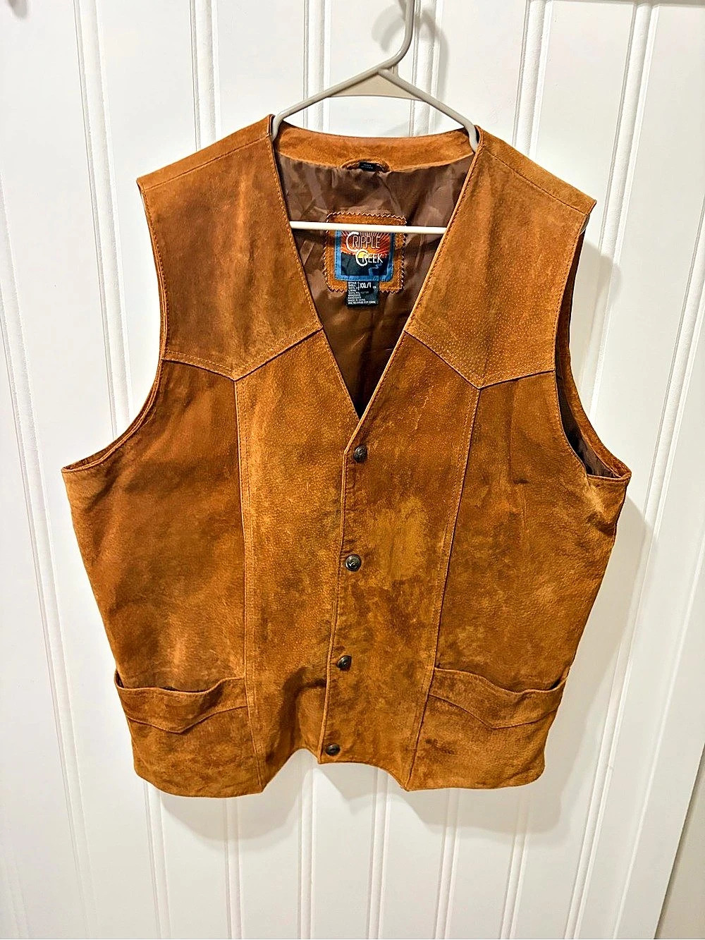 Cripple Creek Mens XXL Tall Suede Leather Western Vest Brown 2XL T ML3061T